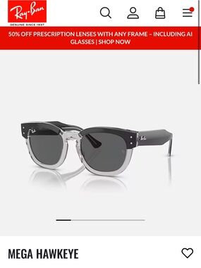 Ray-Ban Mega Hawkeye unisex Sunglasses — Black/Clear